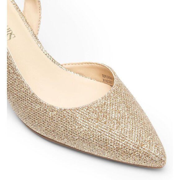 Dream Pairs Women Gold-glitter Faux Suede Pointed Toe Slingback Low Kitten Heels - Picture 5 of 7